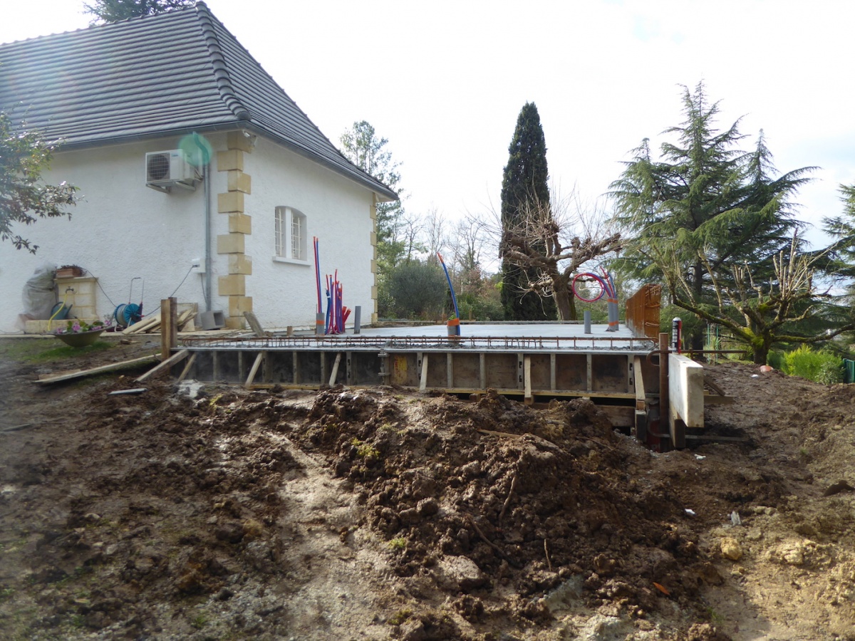 Rnovation et extension d'une Prigourdine 2018 : Chantier - Dalle