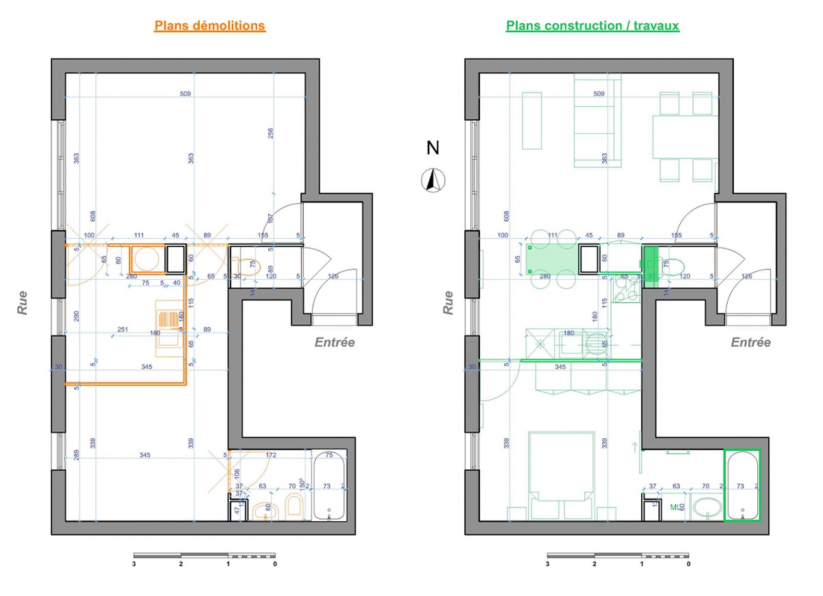 RNOVATION APPARTEMENT J. : Plans avant aprs