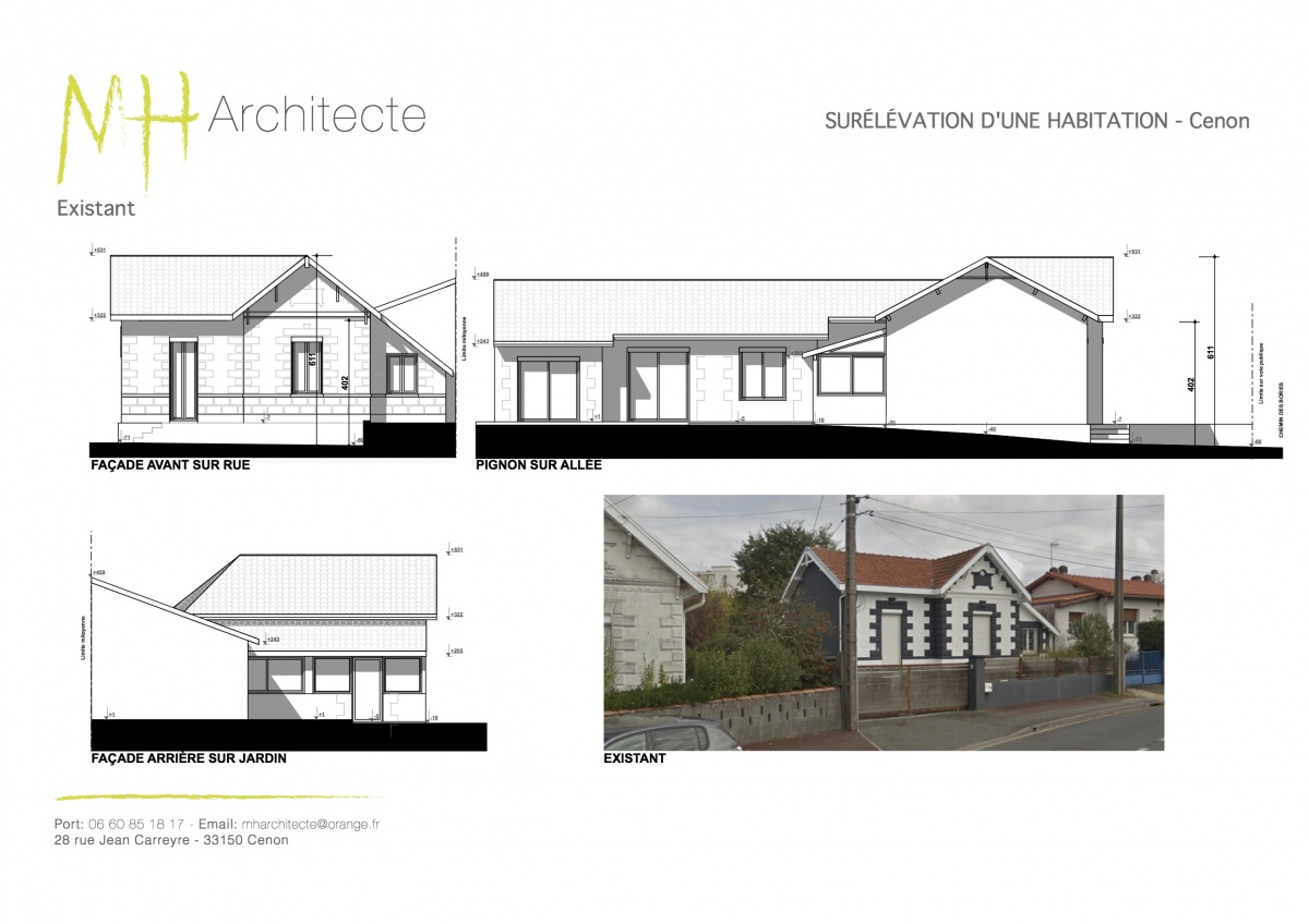 Surlvation et extension d'une habitation - CENON : 01 EDL CH BORIES CENON