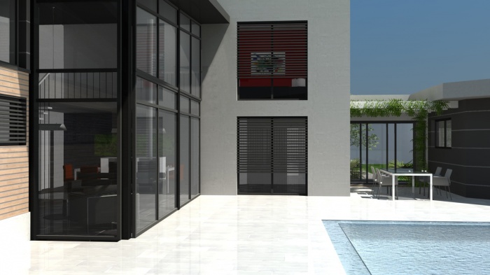 Villa contemporaine RT2012 - Toit terrasse & monopente zinc : toulouse-maison-contemporaine-toit-terrasse-et-zinc-5