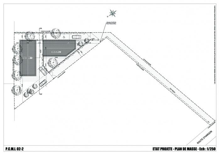 2 maisons  petit budget : plan de masse