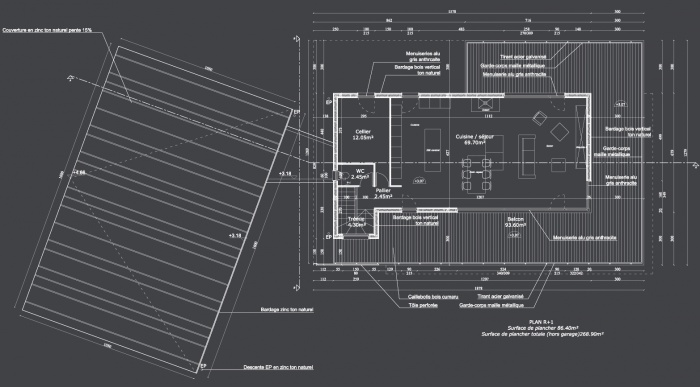 Maison dans les vignes : Plan R+1