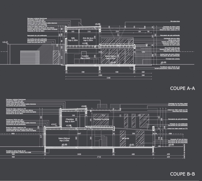 Maison S : Coupes du projet