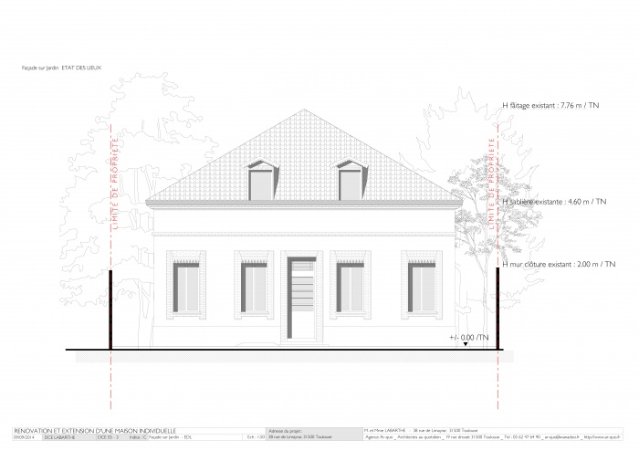 Maison L3 - Toulouse - Cte Pave : Rnovation maison - Faade sur Jardin  - EDL