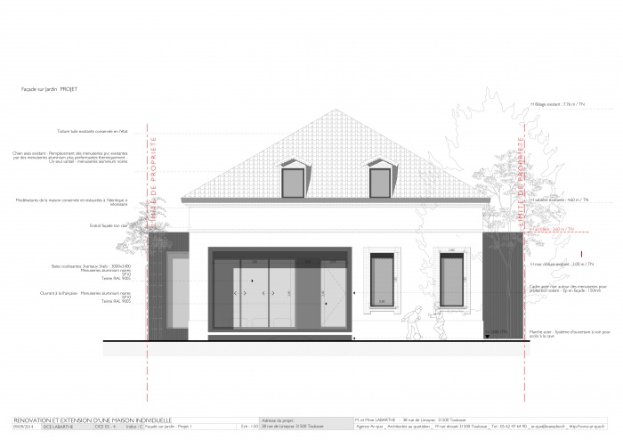 Maison L3 - Toulouse - Cte Pave : Rnovation maison - Faade sur Jardin - Projet 1