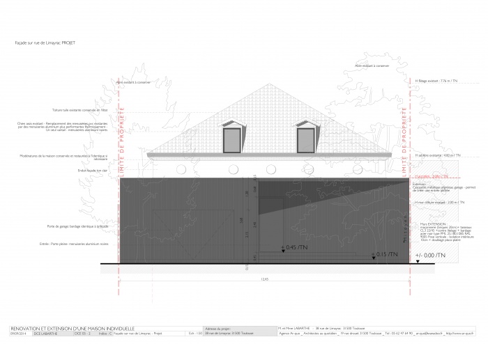 Maison L3 - Toulouse - Cte Pave : Rnovation maison - Faade sur rue de Limayrac - Projet