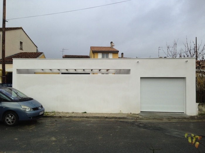 Extension d'une maison de ville : Faade de l'ensemble garage/terrasse