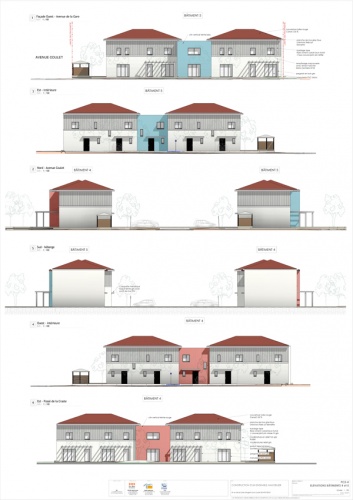 Construction d'un ensemble immobilier de 63 logements et commerce : PC5-5 Faades bat4&5  - A1 COUL - 6 ex