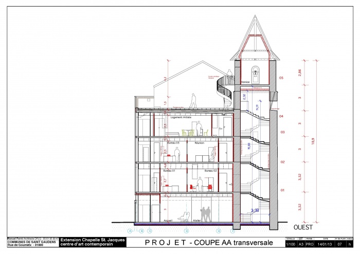 Rhabilitation et extension du centre d'art contemporain La Chapelle St-Jacques : Coupe AA Chapelle pdf