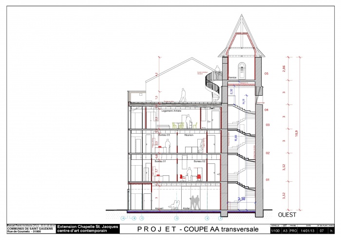 Rhabilitation et extension du centre d'art contemporain La Chapelle St-Jacques : Coupe AA Chapelle pdf