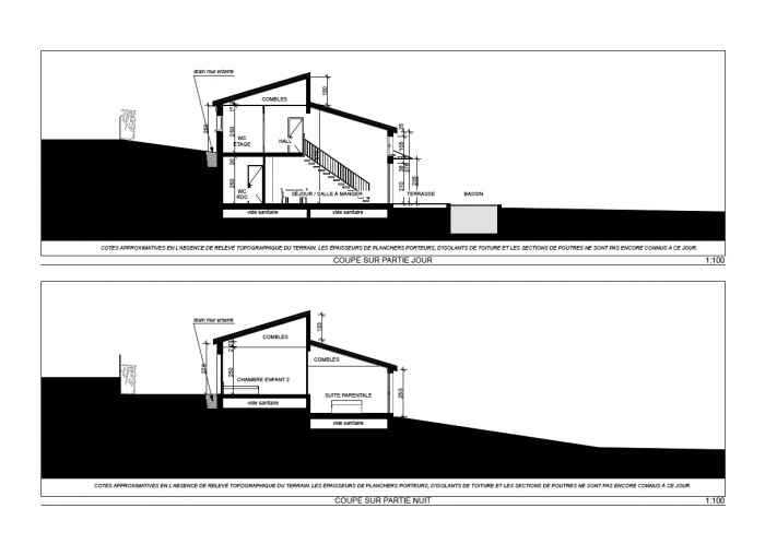 La maison dans la pente : Coupes de principe